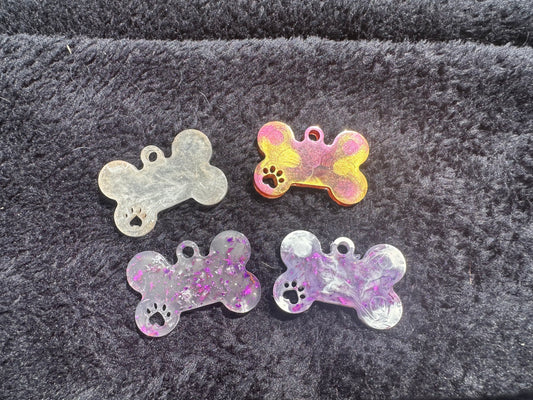 Small custom dog tag with paw imprint resin